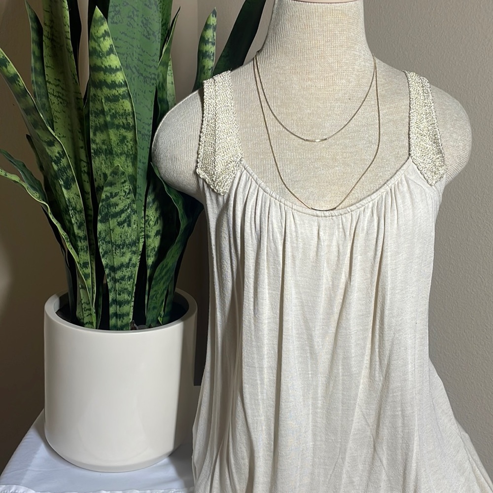 Cream tank top gold detail size M